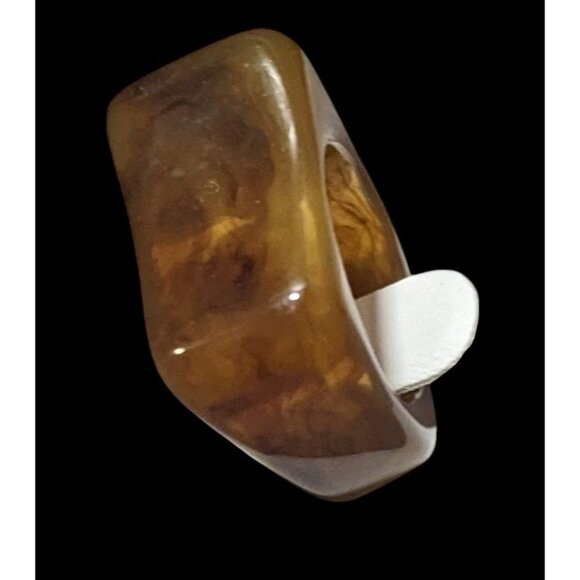 Brown Mottled Abstract Chunky Fashion Ring Size 5 3/4 - Picture 2 of 14